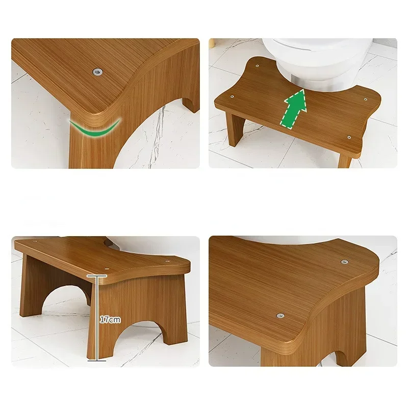Toilet Squatly Foot Stool Adults Anti-slip Foot Seat Rest Helper Training Stand Bamboo Step Stool for Bathroom Kitchen
