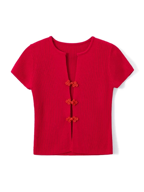 Camisa Feminina de Verão de Malha de Manga Curta com Decote em V e Recorte Justinha - Tendência da Moda 2 Camisa Feminina de Verão de Malha com Decote em V e Recorte