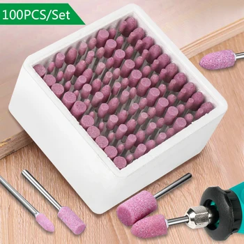 100 Pz/scatola Pietra Abrasiva Lucidatura Testa di Rettifica Punta da Trapano Elettrica Ruota 4-10mm Per Dremel Trapano Utensili Rotanti 3mm Gambo