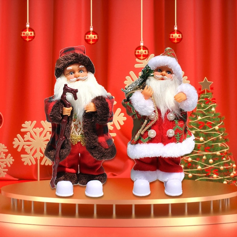 Electric Toy Santa LED Climbing Santa Tabletop Decors Luminous Toy