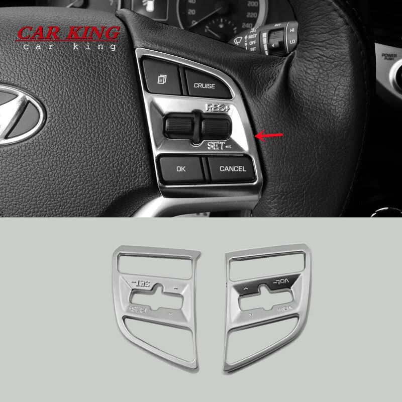 

For Hyundai Tucson 2015 2016 2017 Car Steering wheel Button frame Cover Trim ABS Matte Car Styling Accessories 2pcs