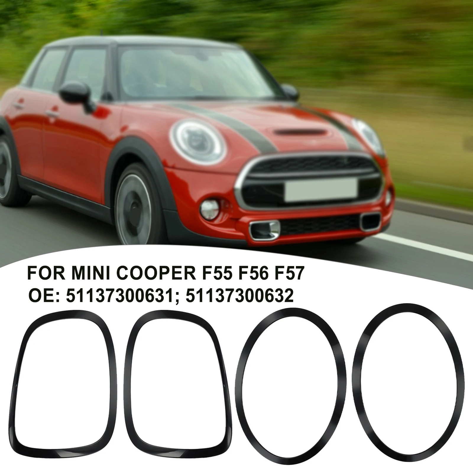 

4Pc Bright Black Headlights And Tail Light Ring Decorations For Mini For Cooper F55 F56 F57 2014-2021 Headlight Taillight Rings