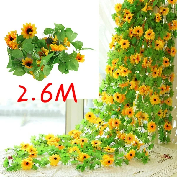 Confezione da 3 ghirlande di girasoli artificiali, da appendere, in