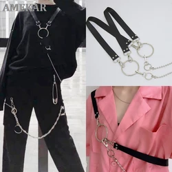 Style Street Tactical Shoulder Strap Chain Women Belts Decorative Mens Belts Fashion Male Female Multifunctional Belt