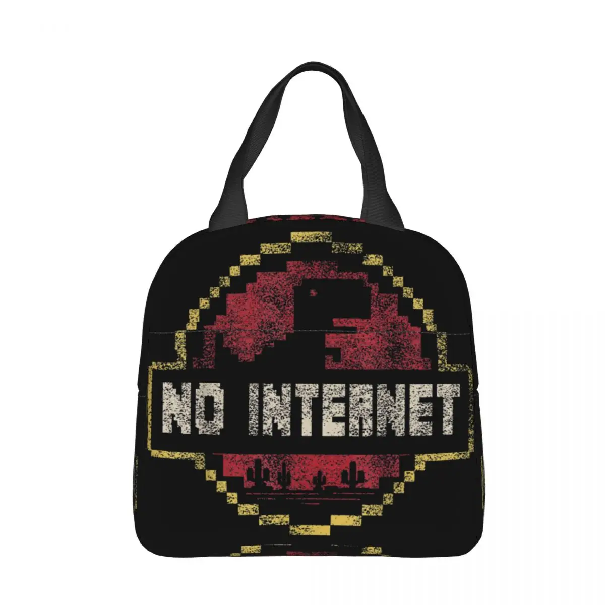 Divertente Gamer Pixel T-Rex No Internet Pc Streamer Borsa Termica Per Il Pranzo Borsa Termica Jurassic Offline Park Large Tote Lunch Box Work