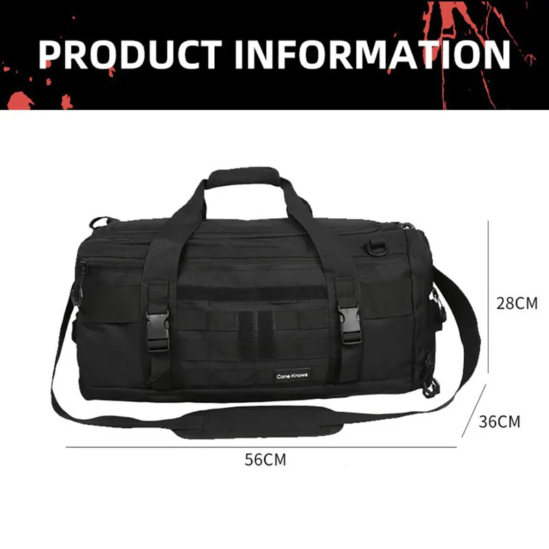 Oxford Tactical Gym Fitness Bag with Shoe Pocket for Outdoor Travel