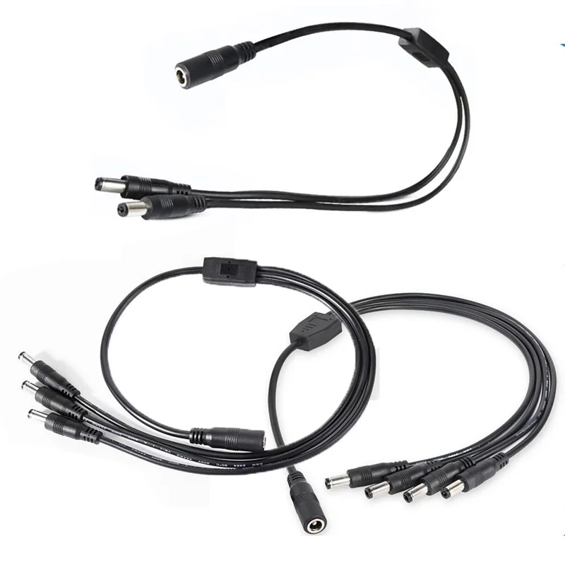 

20awg 5A 1 DC Female To 2/3/4 Male Splitter plug 5.5x2.5mm Power supply Cord adapter Connector Cable for LED Strip CCTV Camera m