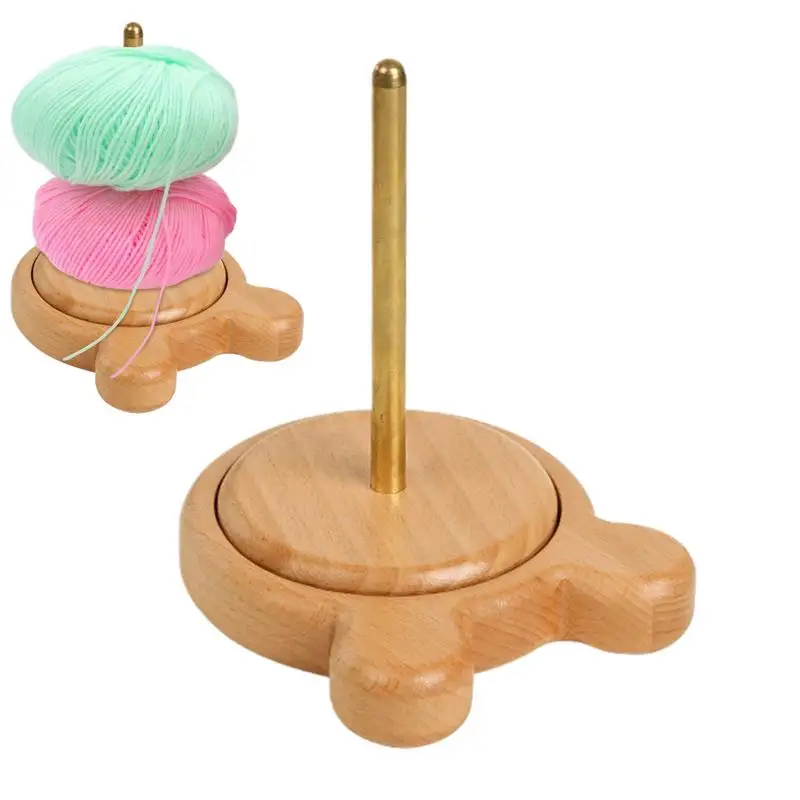 

Yarn Dispenser Holder Wooden Yarn Ball Stand with Twirling Mechanism Prevent Thread Tangling Crochet Aids for Yarn Balls