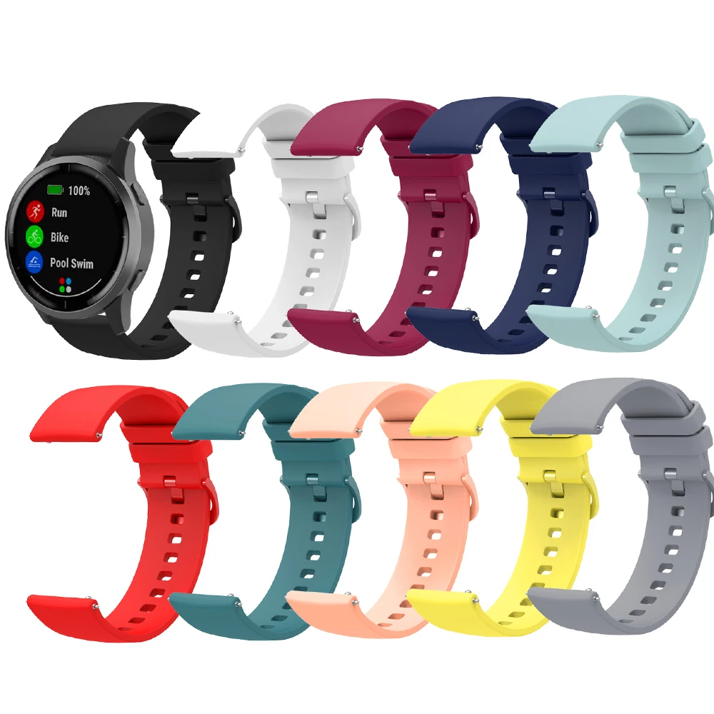 Versatile 20mm Silicone Smart Watch Strap in Classic Black