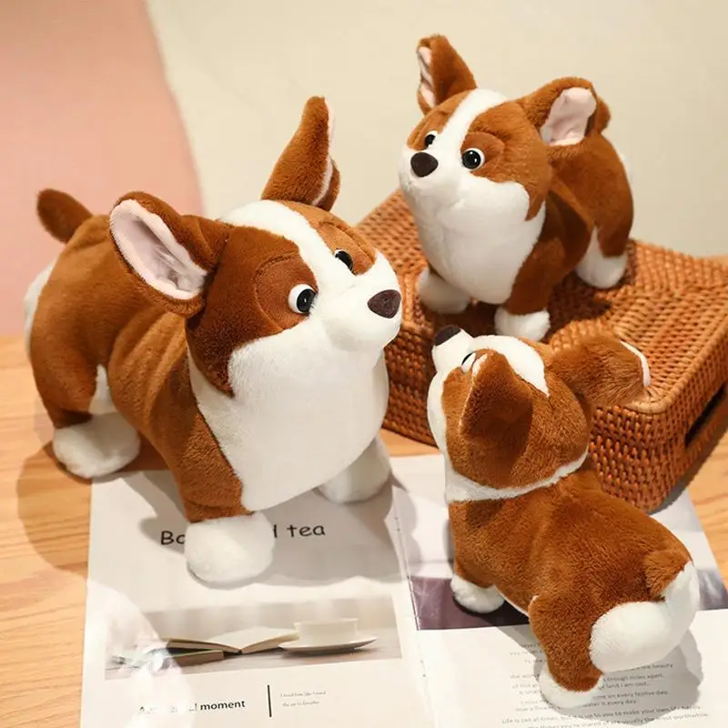 Corgi Plush Toy Short Legged Dog Throw Pillow Stuffed Soft Animal Cartoon Pillow Lifelike Puppy Doll Lovely Gifts For Children