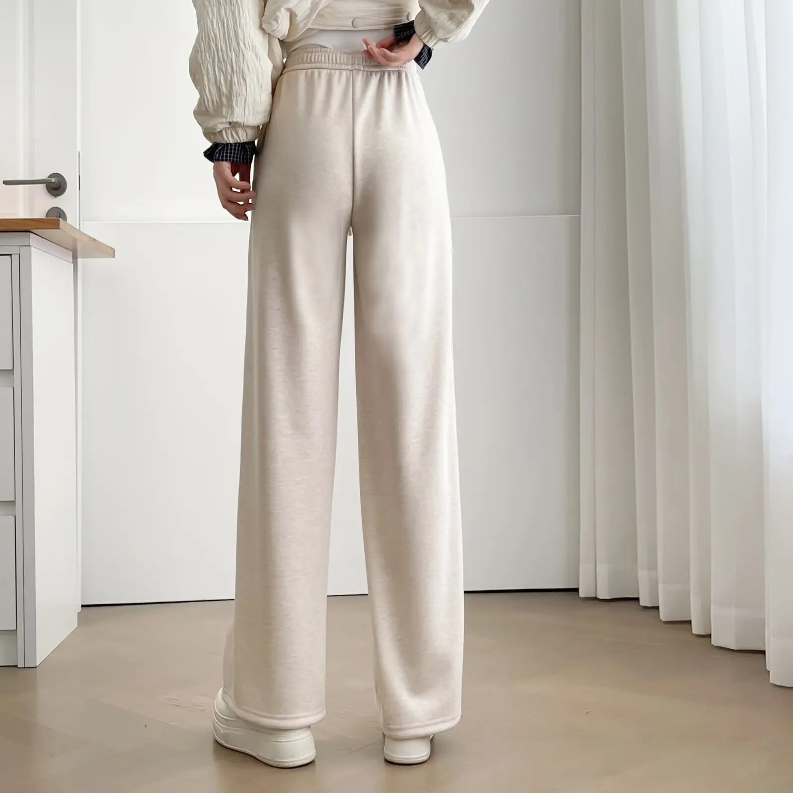 XXXXL Fashion Plus Size Women's Straight Leg Pants 2025 Winter New Fleece three-dimensional Cut Casual Trousers 8038