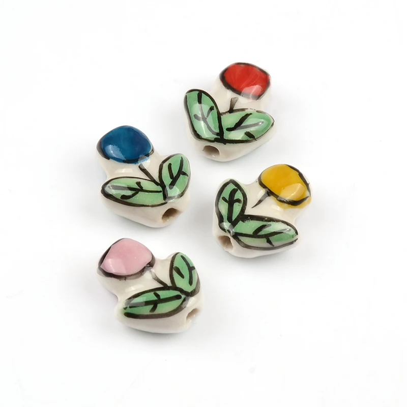 100 Hand Painted Butterfly Ceramic Beads 13x18mm DIY Fashion