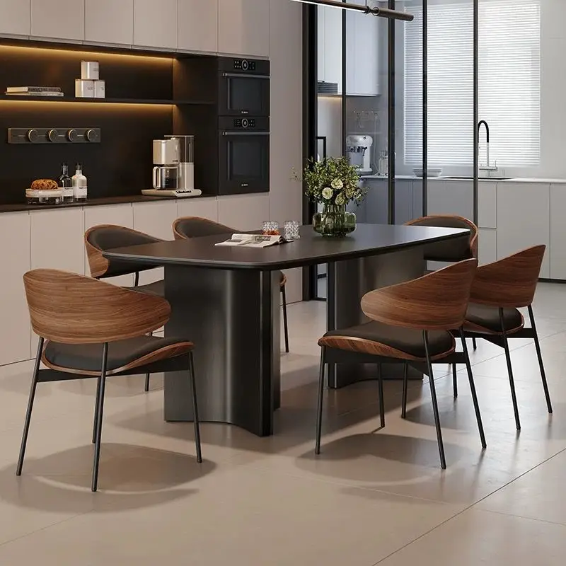 Sedie da pranzo per soggiorno, sedia in pelle, morbida, moderna, per caffè, casa, stile nordico, Chaises Salle Manger, mobili di lusso minimalisti per la casa - immagine 6