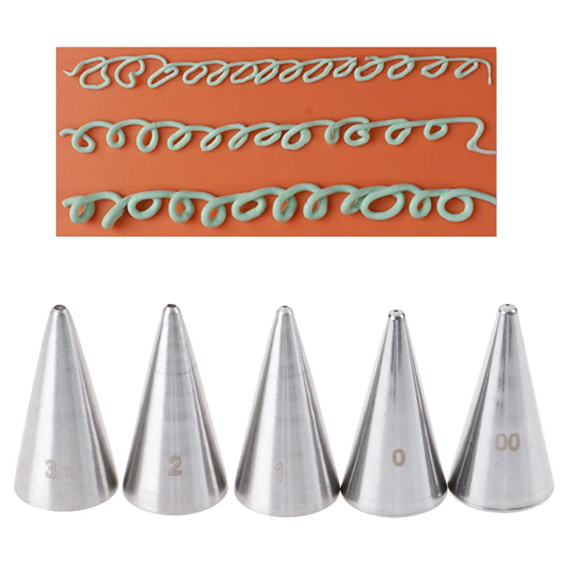 5PCS/set Round Fine Hole Icing Piping Nozzles Cream Tips Decorating Pastry Tools