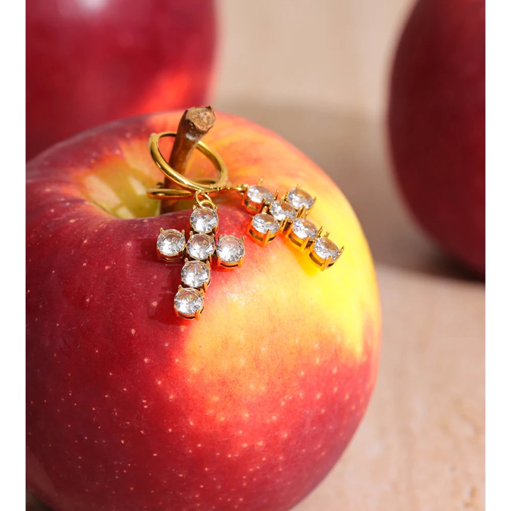 Yhpup Cross Drop Hoop Earrings