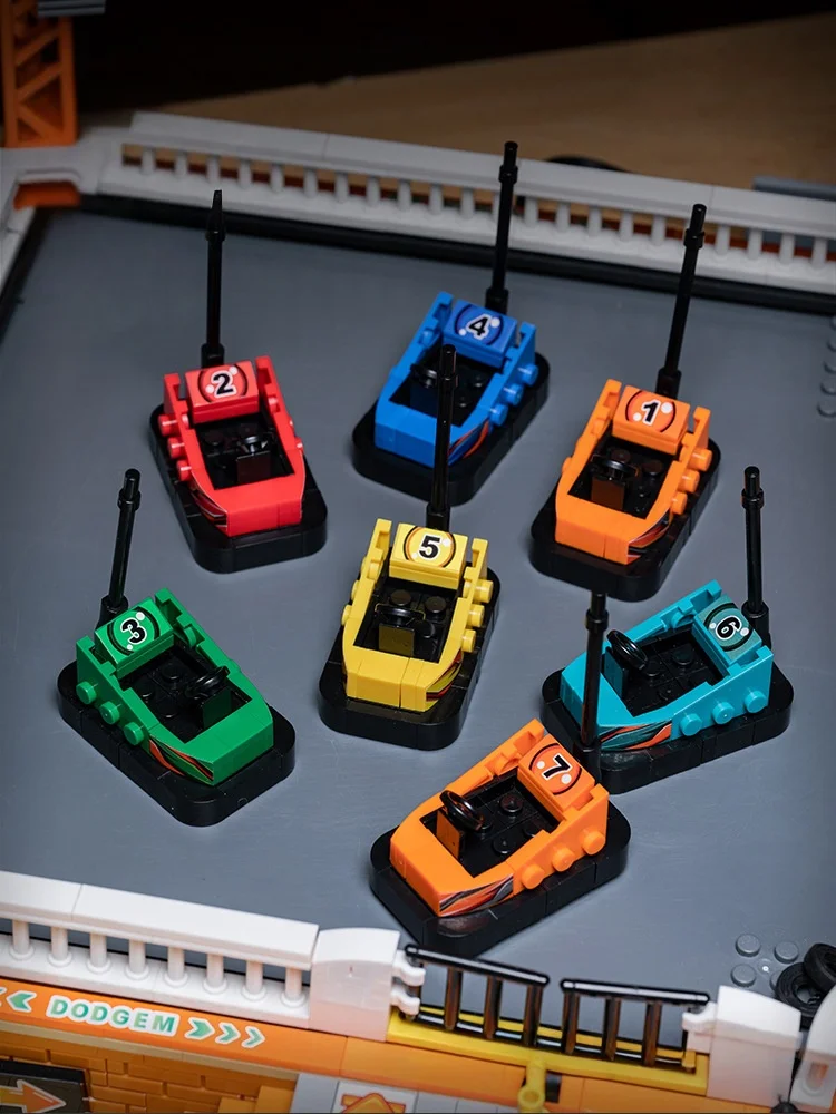 창의적인 전문가 도시 거리 풍경 MOC JD037 놀이공원 범퍼카 모델 블록 장난감 DIY 장난감 축제 선물