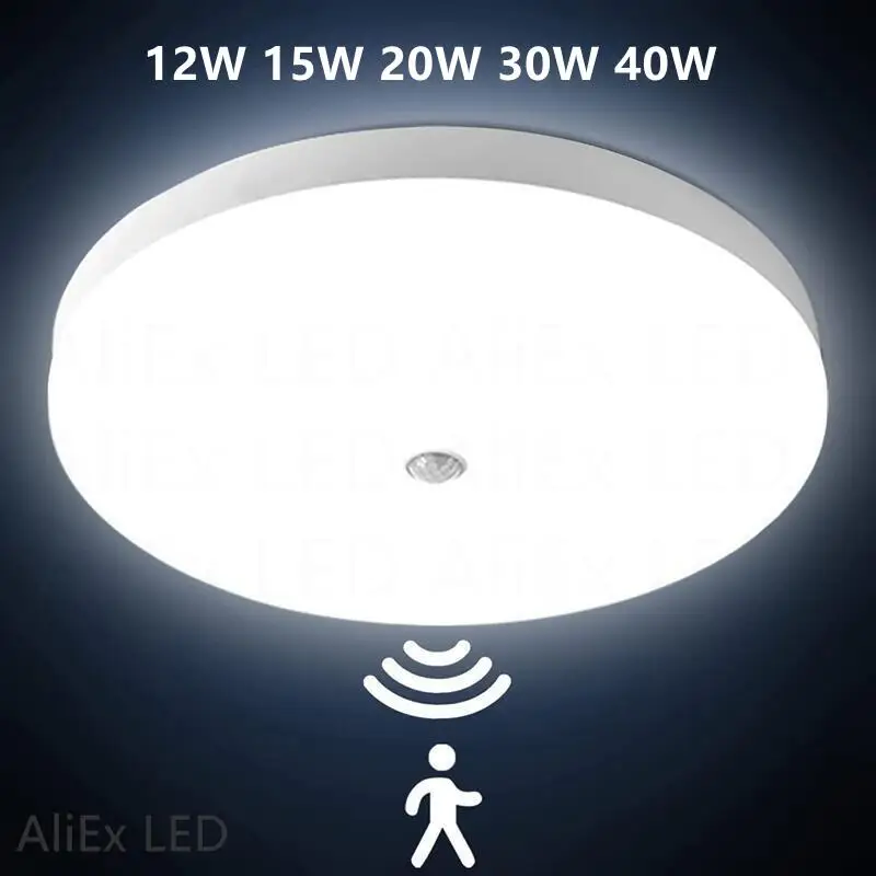 

Motion Sensor Led Ceiling Light PIR Night Light Sensor Wall Lamps 12W 15W 20W 30W 40W Panel Night Light 85-265V For Home Bedroom