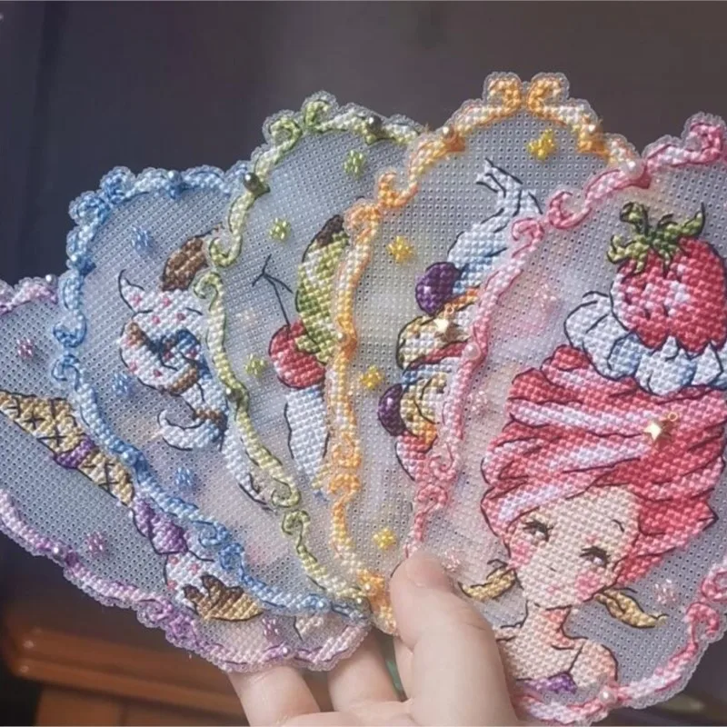 Refrigerator magnet top cream girl Cross stitch DMC set Creative Gift Handmade metal bookmark fairy tale princess series for cross stitch kit