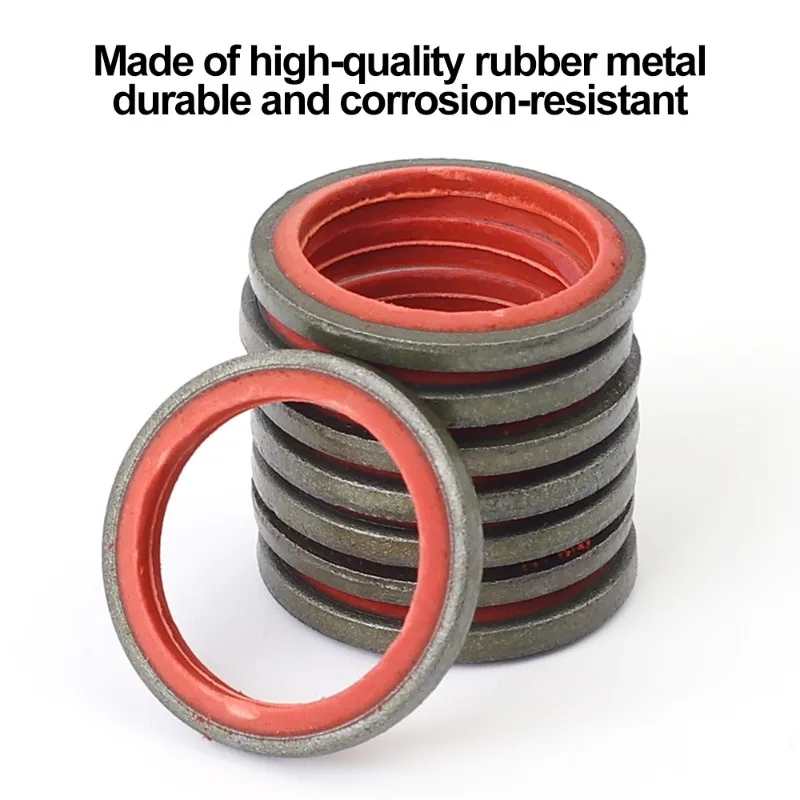 100pcs Car Oil Drain Plug Gasket Car Engine Combination Gasket Repair Kit Rubber Metal Seal O-Ring Bonded Washer M6-M16