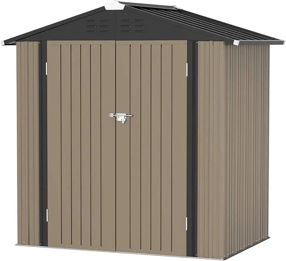 

Greesum Metal Outdoor Storage Shed 6FT x 4FT, Steel Utility Tool Shed Storage House with Door & Lock for Backyard Garden Patio