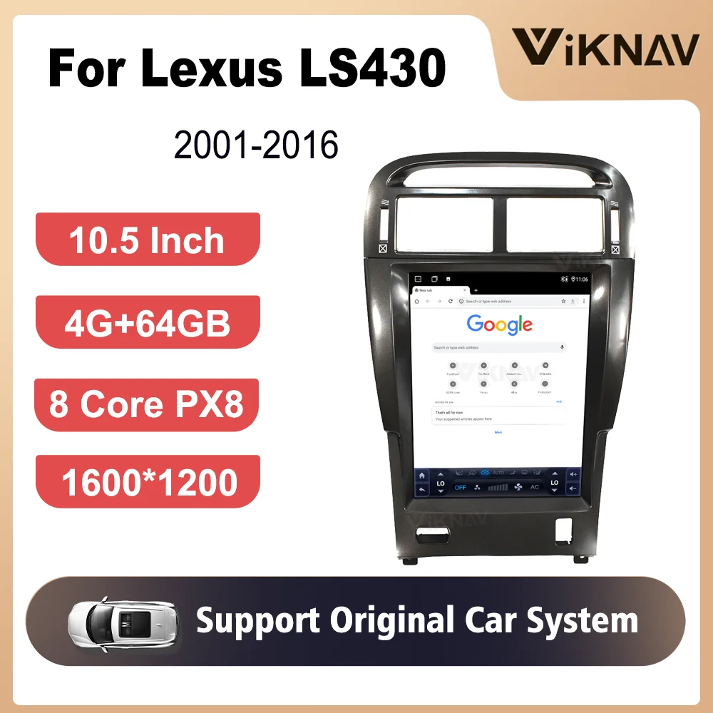

Мультимедийная система PX8 с сенсорным экраном 10,5 дюйма, 64 ГБ, для Lexus LS430 2001-2006, 1600*1200, DVD, GPS и Play