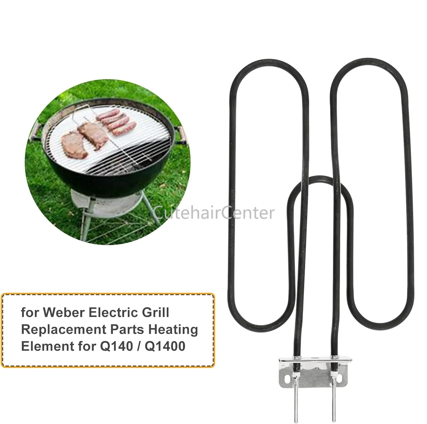 66631/65621 Replacement Heating Elements Compatible with Weber Electric Grill Q140 Q1400 Stainless Steel Heating Coil 230V 2200W for grill heating element