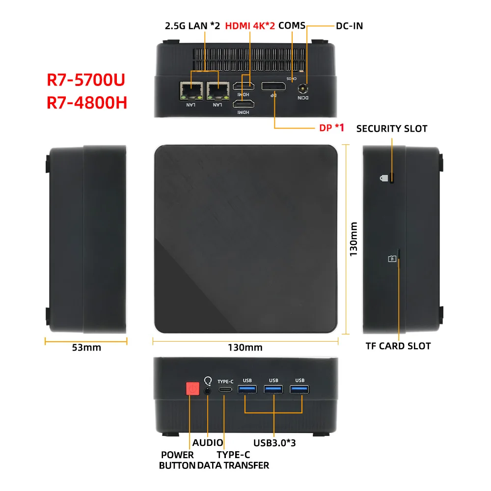 미니 PC 컴퓨터 게임용, AMD Ryzen7 5800U R5 5500U 포켓 듀얼 HD-MI LAN, WIFI6, 윈도우 11 프로 NUC 오피스, DDR4 NVMe 포 디스플레이