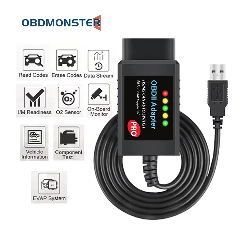 FORScan Pro ELM327 V1.5 For Ford Coding Car Diagnostic Tool HS/ MS CAN Auto Switch USB OBD2 Scanner Adapter 6