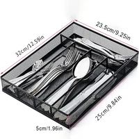 Simple flat Cutlery Storage Box, Mesh Draining Drawer Cutlery Box, Metal Kitchen Restaurant Knife and Fork Storage Basket. 2