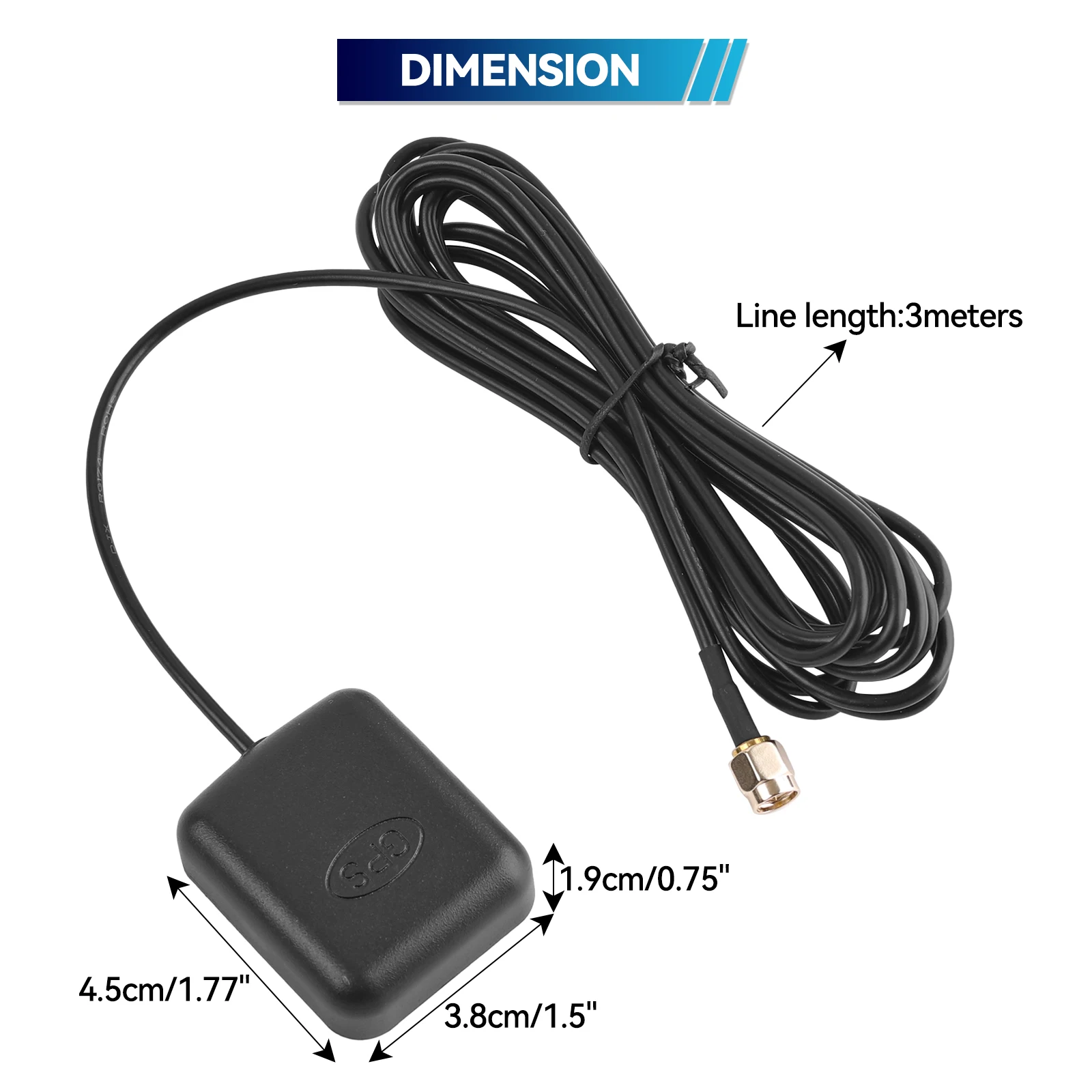 Car GPS Antenna Car GPS Receiver GPS Receiver GPS Antenna 3M GPS Signal Antenna GPS Receiver Signal Enhance Device SMA Connector Auto Accessories Suit For Car Navigation Radio DVD