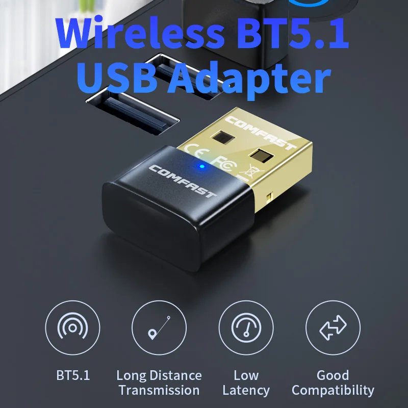 USB Wireless Bluetooth Dongle Comfast Mini BT5.1 Adapter For Windows 7/8.1/10/11