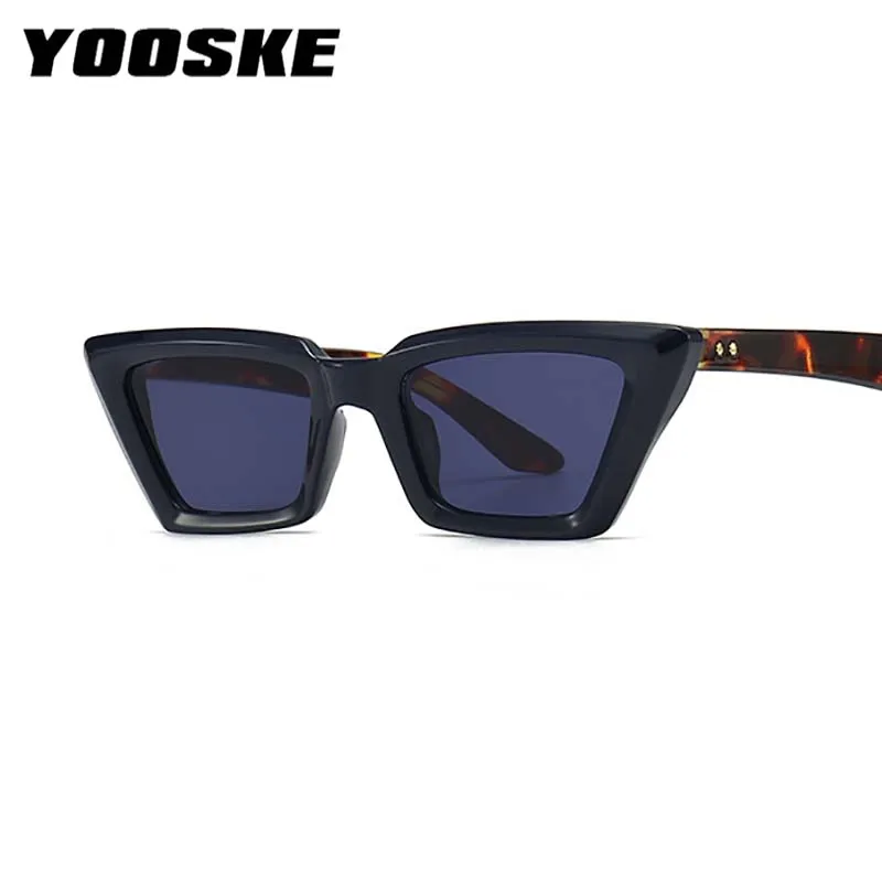 HTMS Oval Frame Sunglasses - Retro UV400 Protection Glasses - Punk Cat Eye Style In Black/Leopard Print
