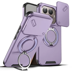 Magnetic Ring Stand Phone Case with Slide Camera Lens Protection and Hard Plastic Back Cover - Xiaomi 17Pro max (PURPLE)