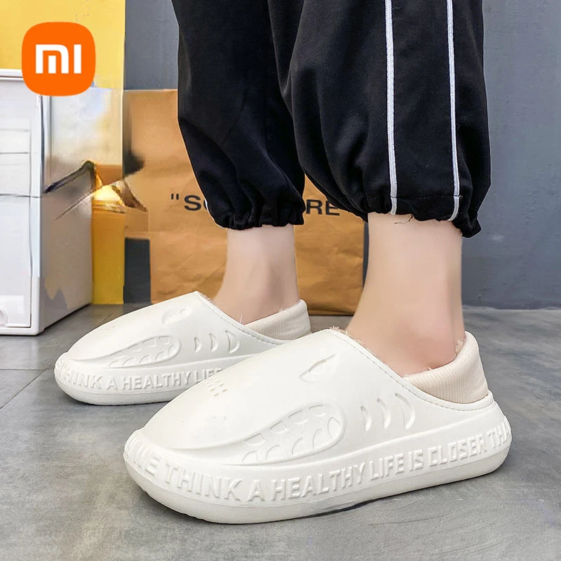 

Мужские хлопковые тапочки Xiaomi, утепленные, очень мягкие, водонепроницаемые, на толстой подошве, на каблуке, х/б, Осень-зима