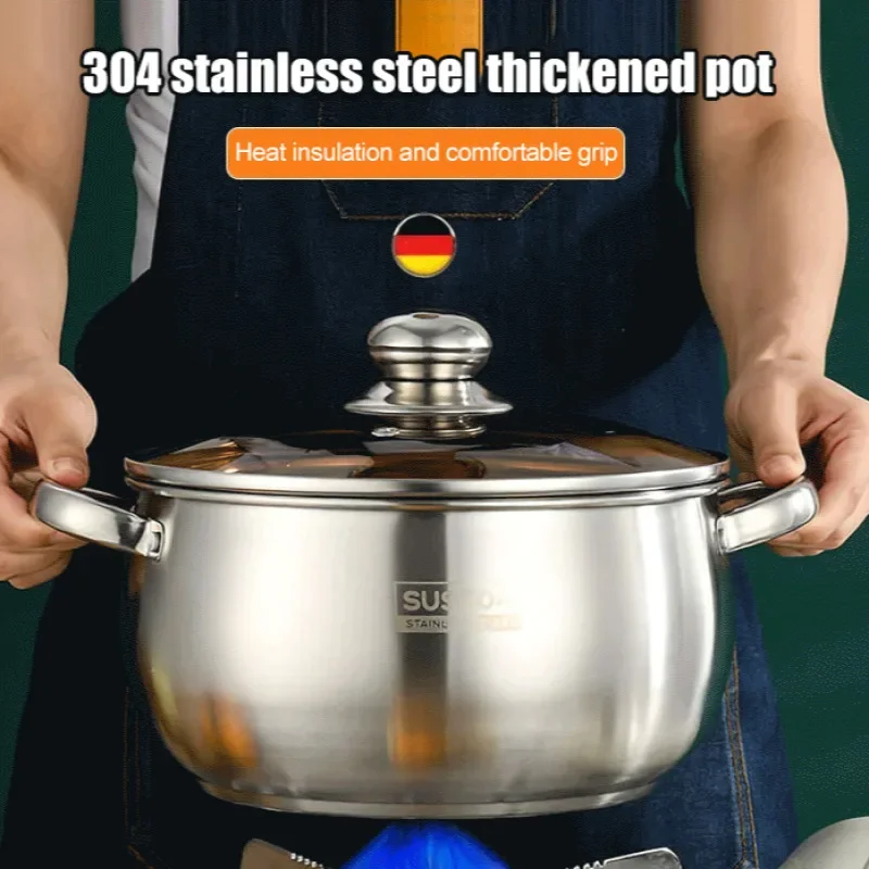 24cm/9.45in Stainless Steel Casserole Apple Shape Big Capacity With Tempered Glass Lid Induction Available Cookware Kitchenware