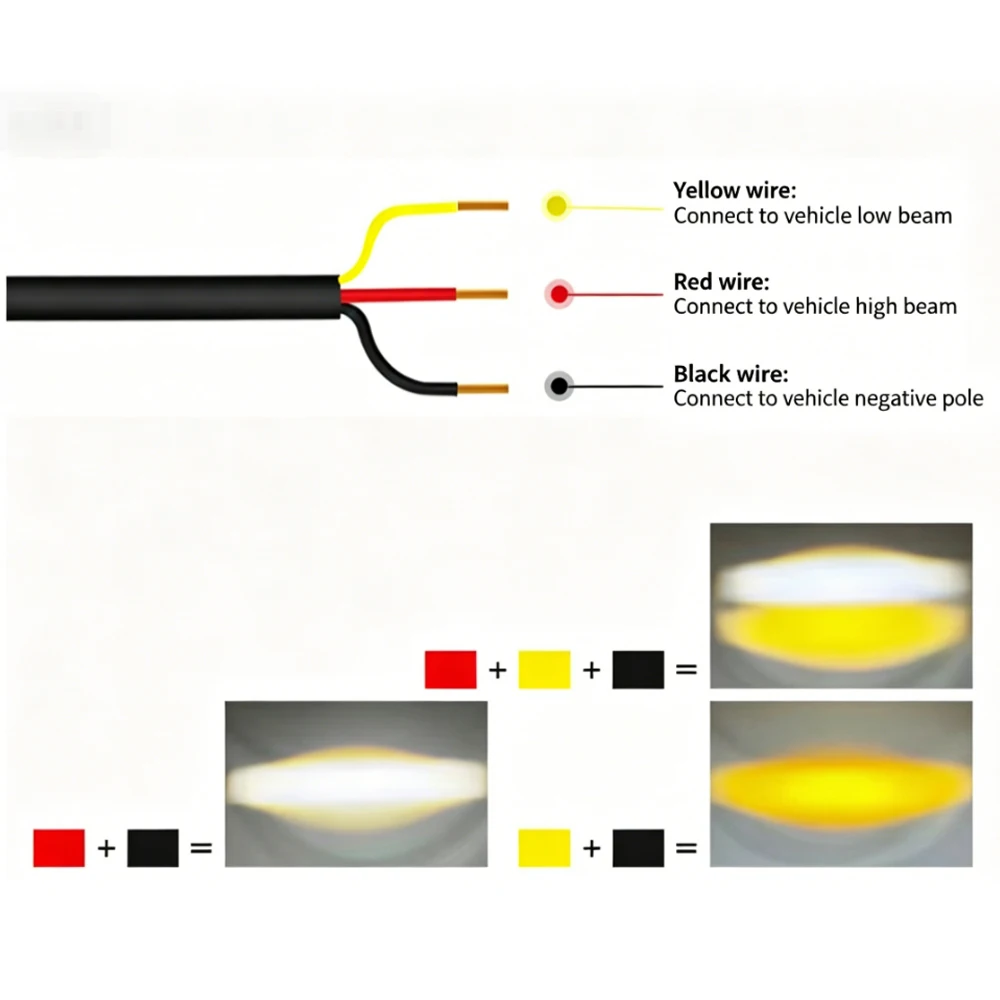 오토바이 LED 스팟 라이트 듀얼 컬러 상/하향등 안개등 자동차 트럭 SUV UTV 12V 24V 미니 렌즈 헤드라이트 주행등