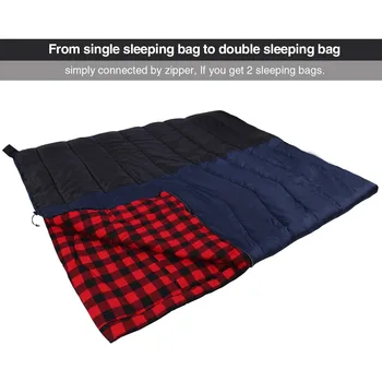 REDCAMP Cotton Flannel Sleeping Bag for Camping Backpacking, Adults Cold Weather Envelope Sleeping Bags with 2/3/4lbs Filling 4