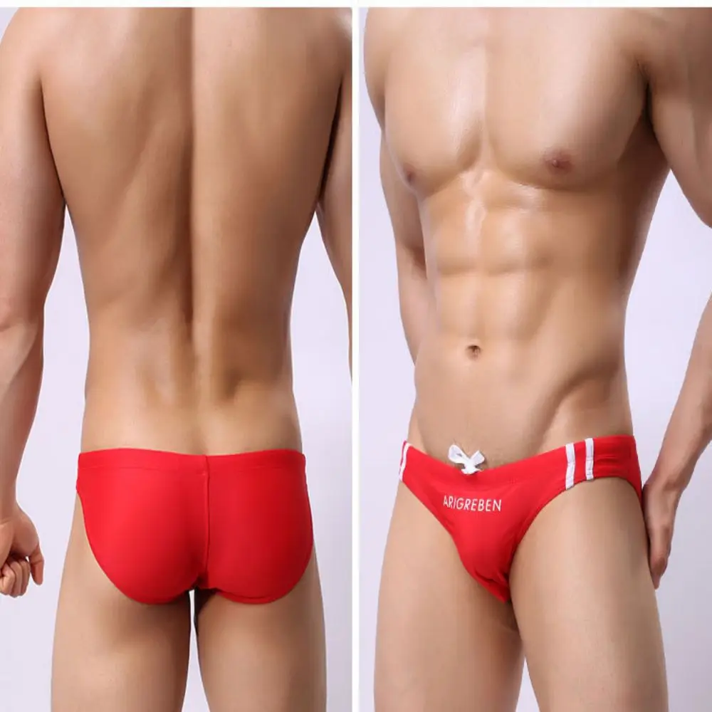 

Мужские сексуальные купальники, эластичные плавки, нижнее белье, трусы, U-образные выпуклые, из ледяного шелка, мужские пляжные плавки, нижнее белье