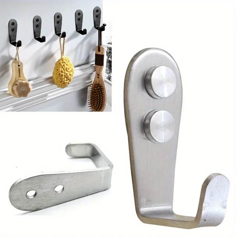Double Hole Hook 8/4 PCS Heavy Duty Stainless Steel Wall Hook Waterproof Sticky Bathroom Hanging Towel Key Coat Bag