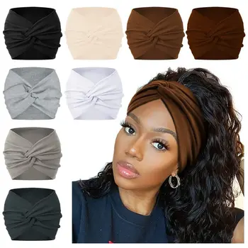 Elastyczna szeroka opaska na głowę turban