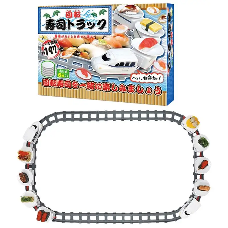 para juegos de rol de los niños coche giratorio de fiesta de cumpleaños Tren de carril de juguete de sushi juguete giratorio de sushi juguete giratorio eléctrico de sushi 