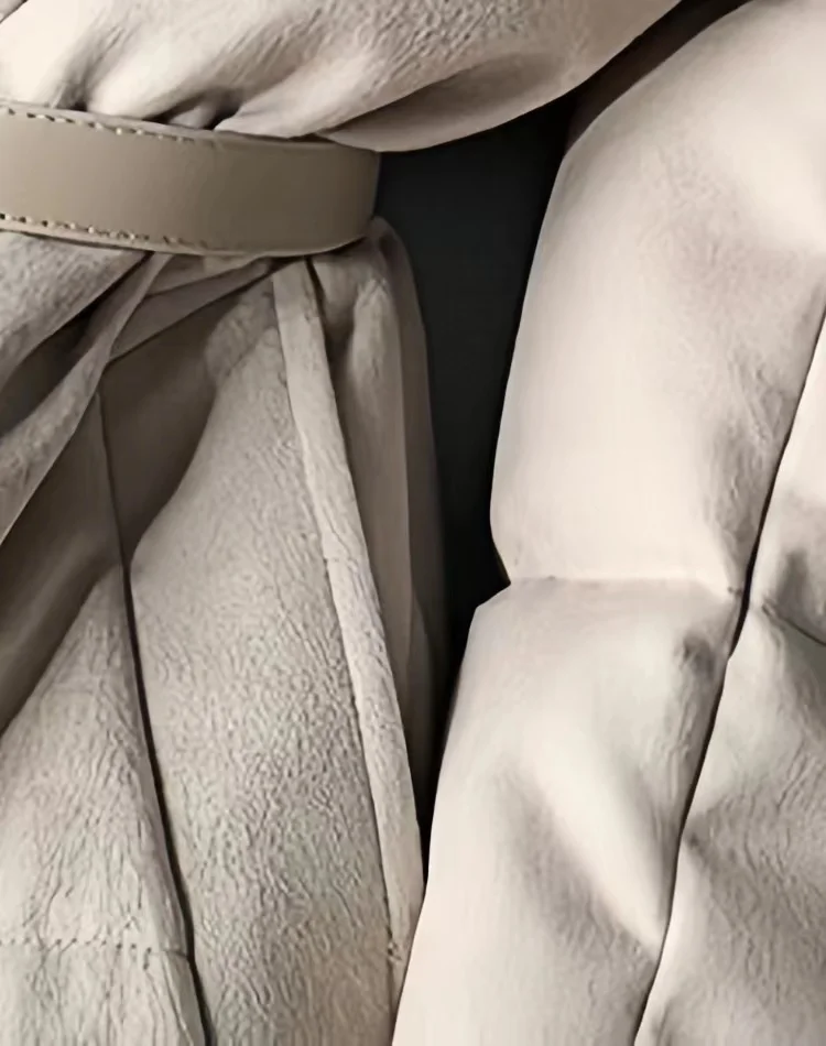 Imitation Mink Fur Collar Eco-friendly Fur Down Jacket, High-end Long Waist Tied White Duck down jacket, women' winter New Style