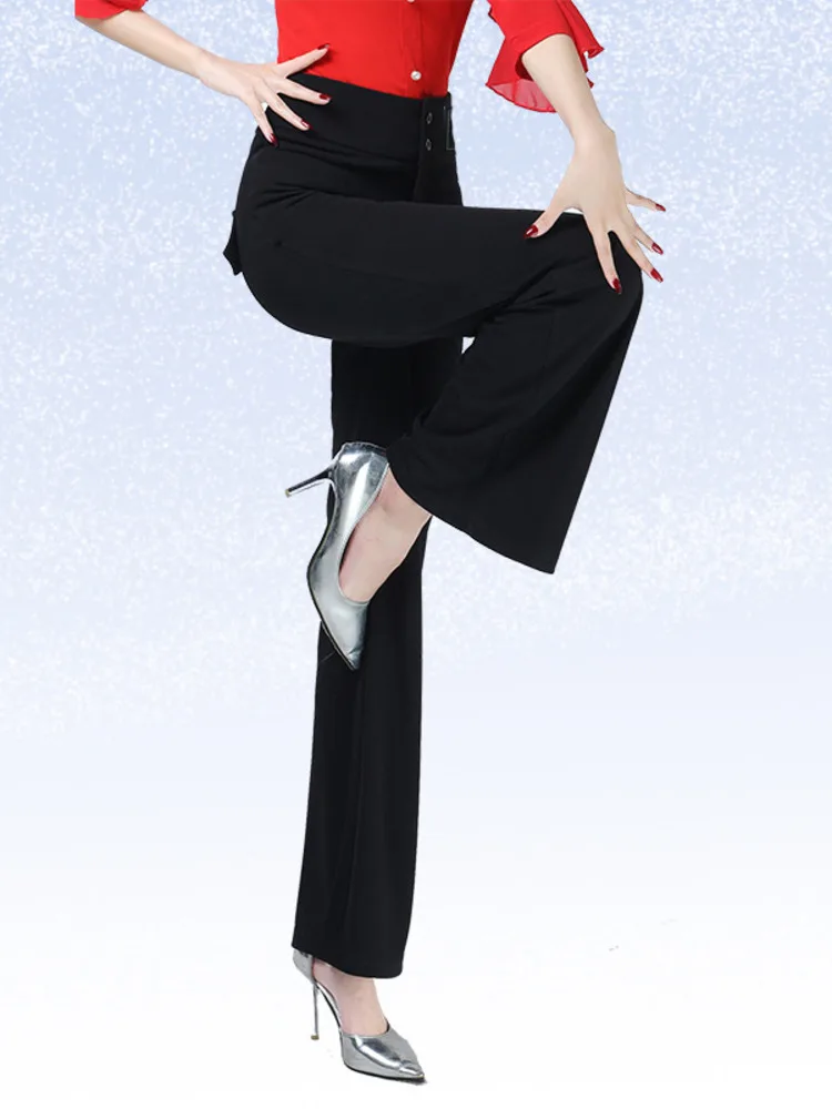 

Брюки Женские однотонные для бальных танцев, стандартные латиноамериканские брюки с завышенной талией в стиле хиппи, шорты для фигурного катания на коньках