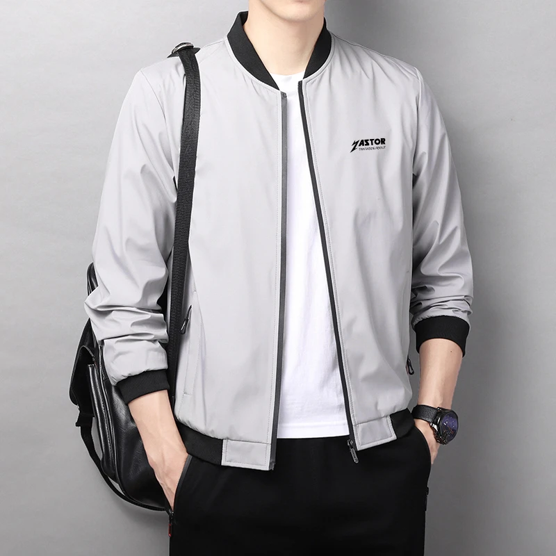 CUMUKKIYP Fashion-forward Men's Casual Fall Jacket with Zipper Baseball Collar