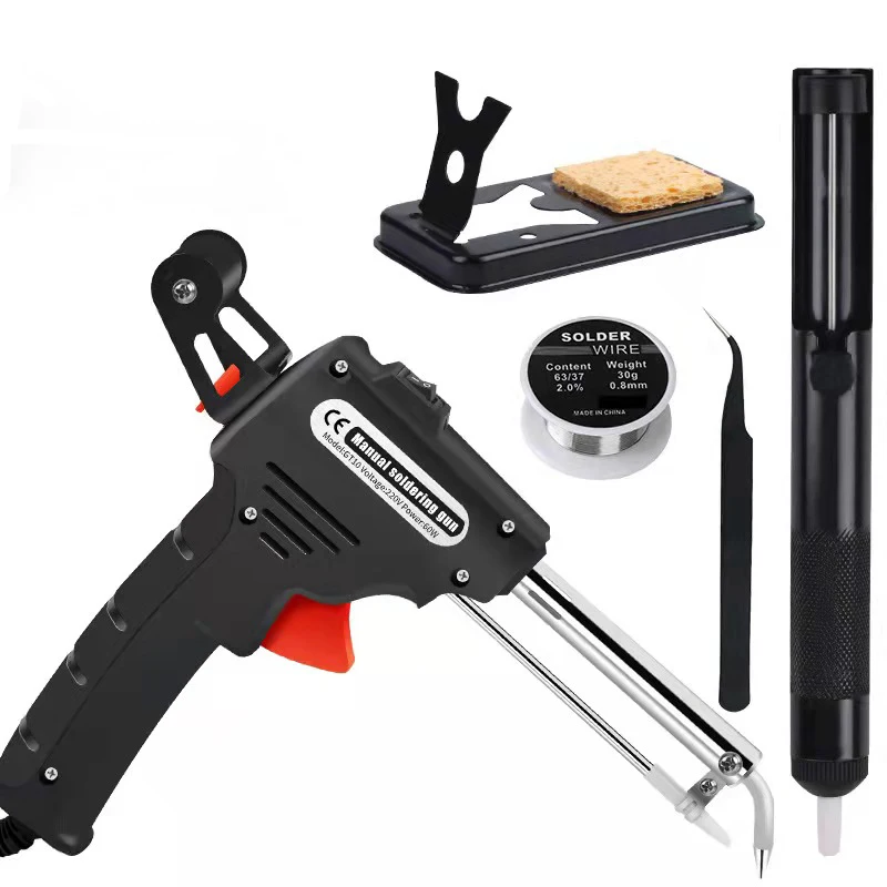 60w Manual Tin Feeding Gun Automatic Soldering Gun Electric Soldering Iron Welding Tool Set
