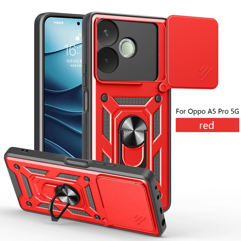 Shockproof Protective Armor Case with Camera Lens Protection and Magnetic Holder Ring
