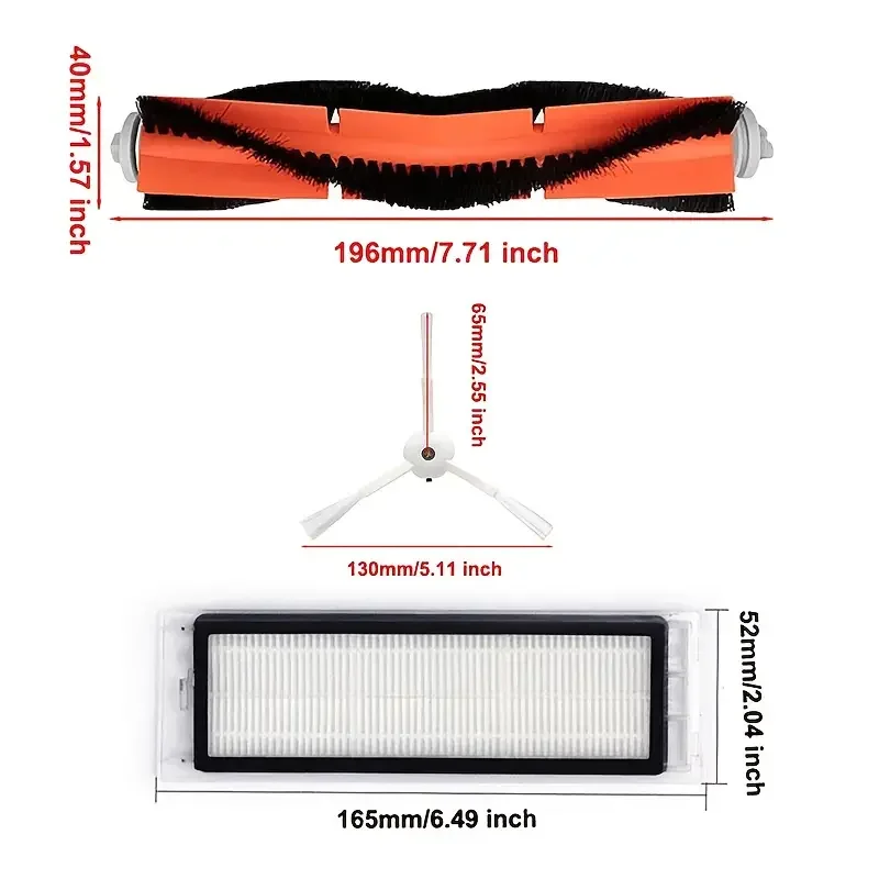 Universal Main Side Brush for Robotic Vacuum Cleaners