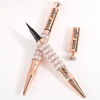 Private Label Black Eyeliner Custom Bulk Quick-drying Waterproof Color Pigment Eye Liner Golden Tube with Diamond Pearl Makeup 1