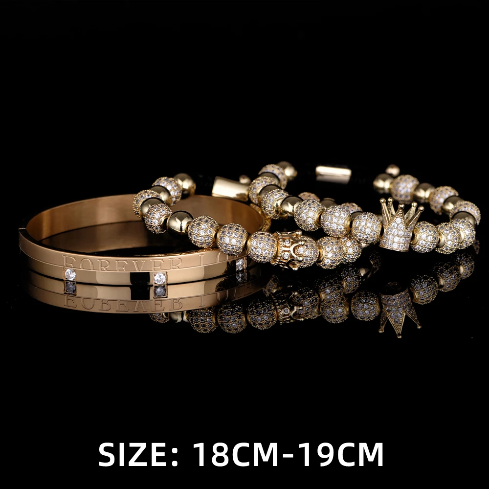 Simple Style Crown Stainless Steel Beaded Plating Bracelets display picture 1