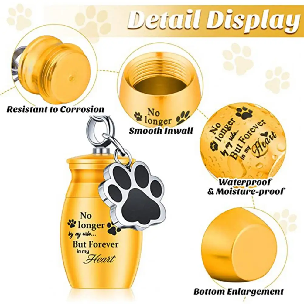 Pet Urn Keychain Moistureproof Cat Cremation Ash Jar Mini Dog Finger Storage Bottle with Puppy Paw Pendant Pet Souvenir cremation jewelry cremation urn